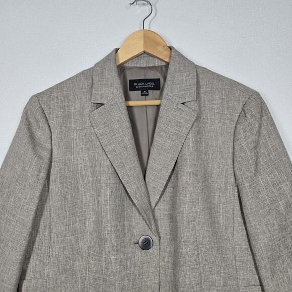 Black Label by Evan Picone Jacket Blazer sz 18 Tan Tweed Pockets Lined Career - Picture 2 of 13